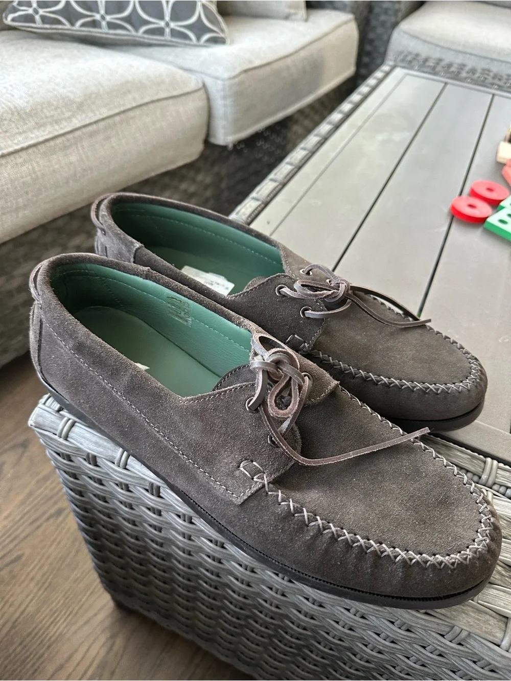 Vinny’s Men's Brown Suede Lace-Up Moc Toe Shoes